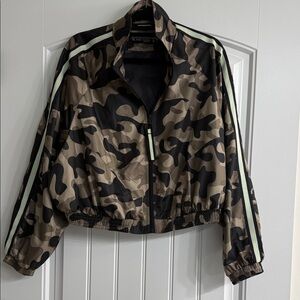 Blanc Noir Camouflage Bomber Jacket with Black and Brown Tones